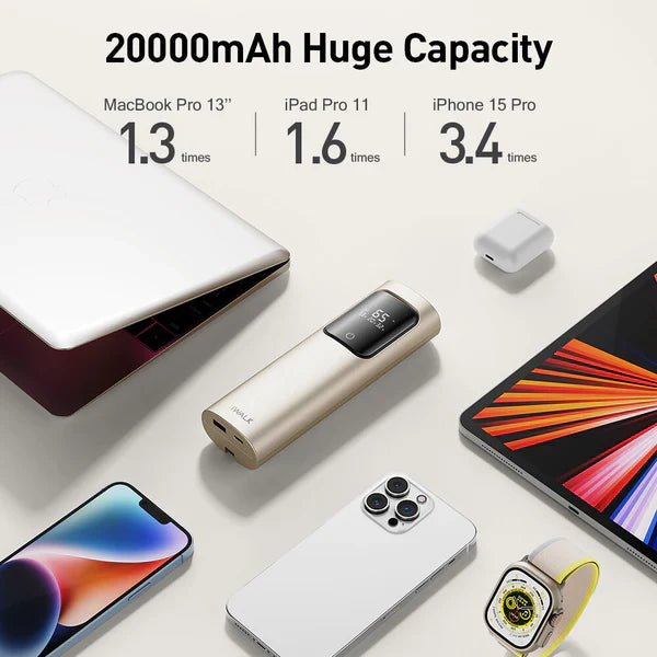 iWALK TANKER | 20000mAh 65W Fast Charging Portable Laptop Charger for All Apple Devies