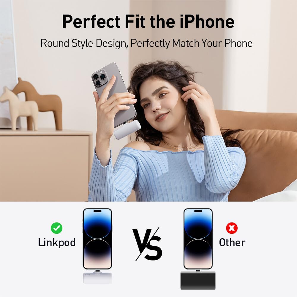 iWALK PD Fast Portable Charger For iPhone 1515 ProiWALK Portable Charger with Tiny Size,Upgraded 15W 3500mAh Power Bank with Built-in USB-C Plug Compatible with iPhone 15/15 Plus/15 Pro/15 Pro Max Series,iPad,White