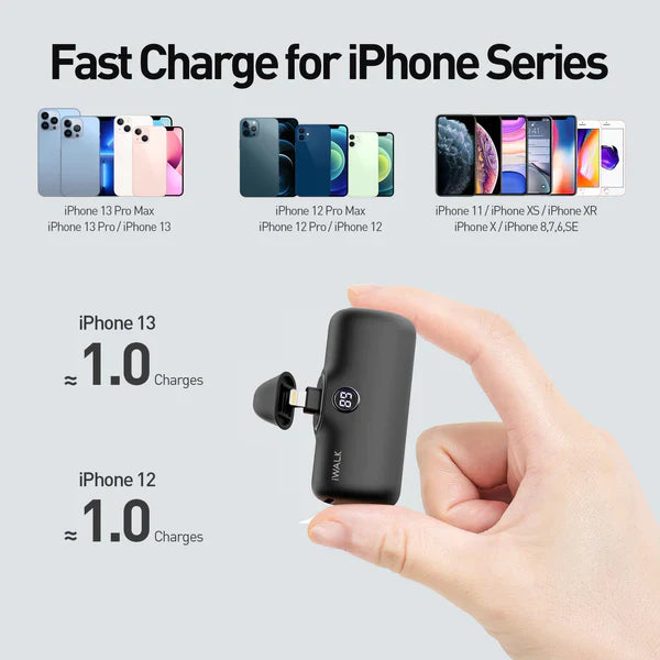 iWALK LinkPod P | 5000mAh 20W Portable Charger for iPhone [Built-In Lightning Connector]