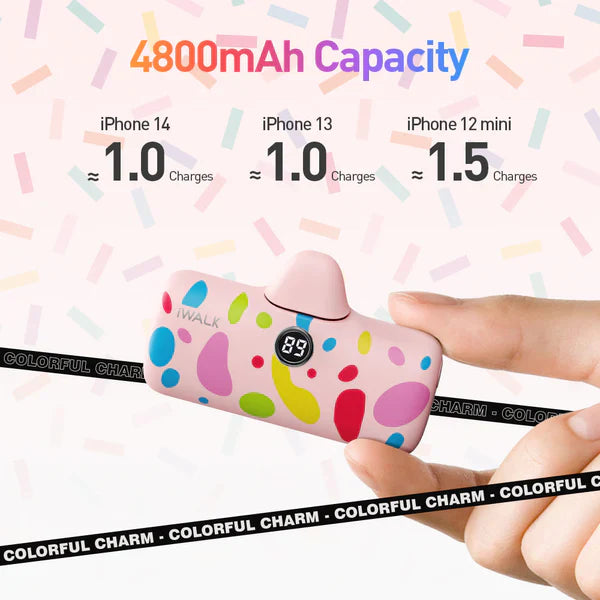 iWALK LinkPod P | 4800mAh 18W Colorful Portable Charger for iPhone [Built-In Lightning Connector]